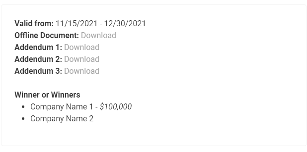 View complete RFQs and list winners