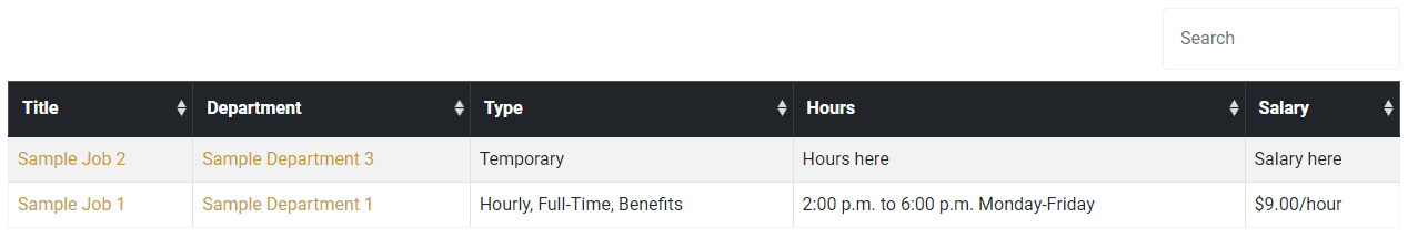 Employment & Job Listing Search and Filters